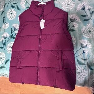 Women's Red Plum Puffer Vest